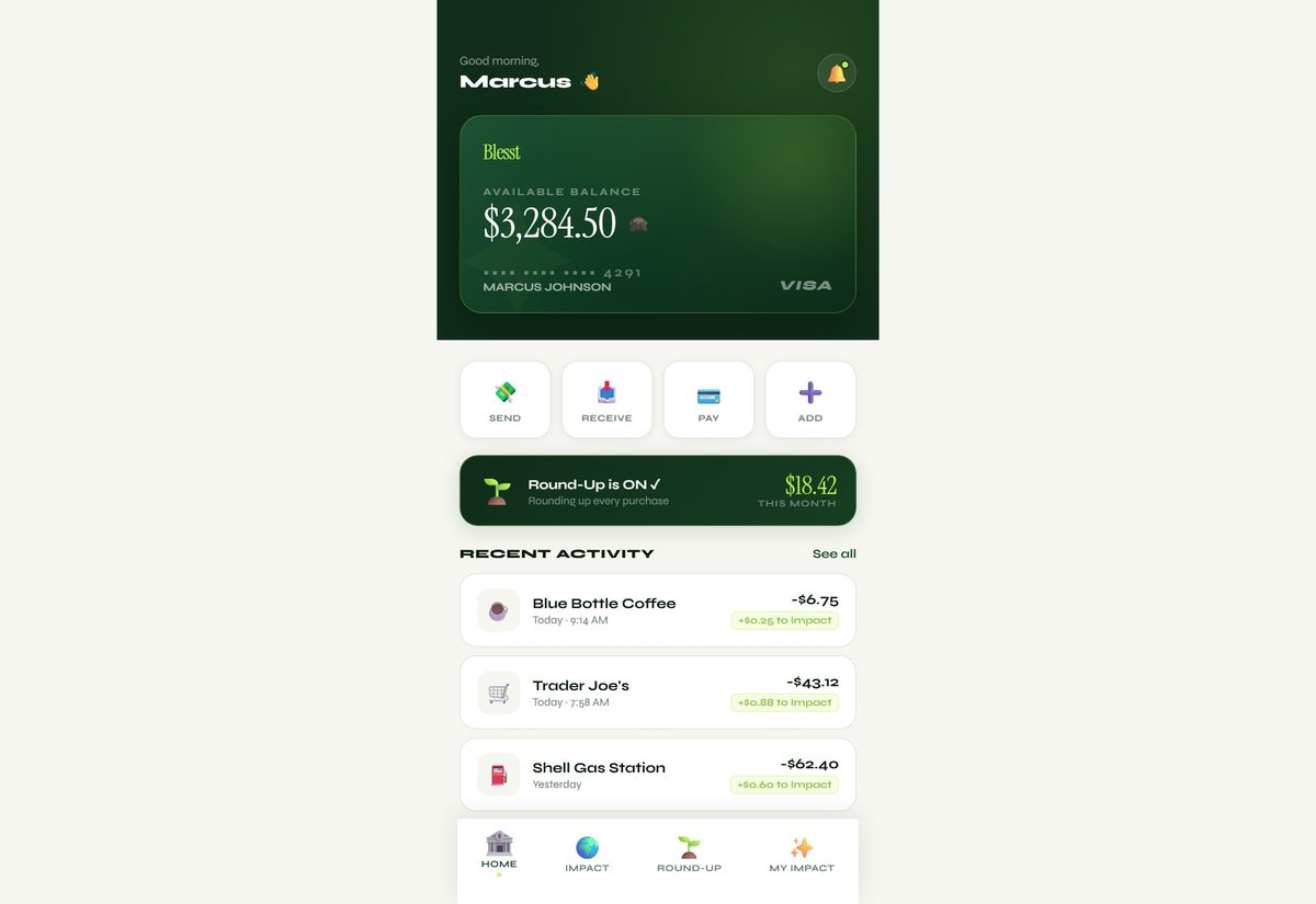Blesst, a faith-forward neobank app built by Eric Skeldon