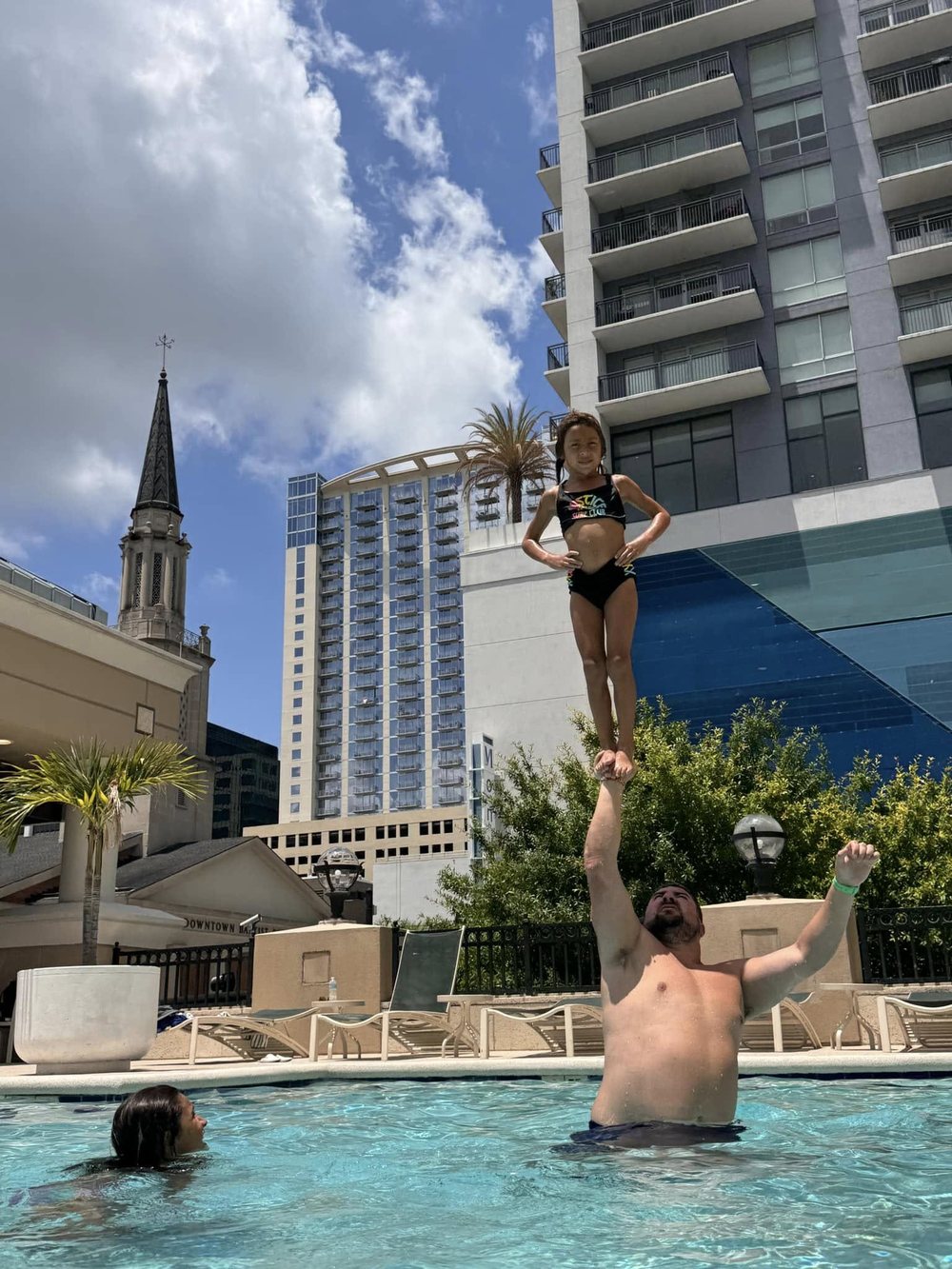 Eric Skeldon teaching his daughter Sapphire to stunt